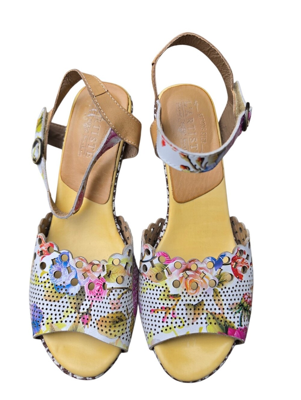 Spring Step L'Artiste Jivvi Floral Leather Sandals Multi Color Size 42 / US 10. - Picture 3 of 8